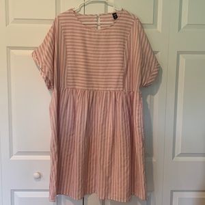 Pink and white striped cotton dress